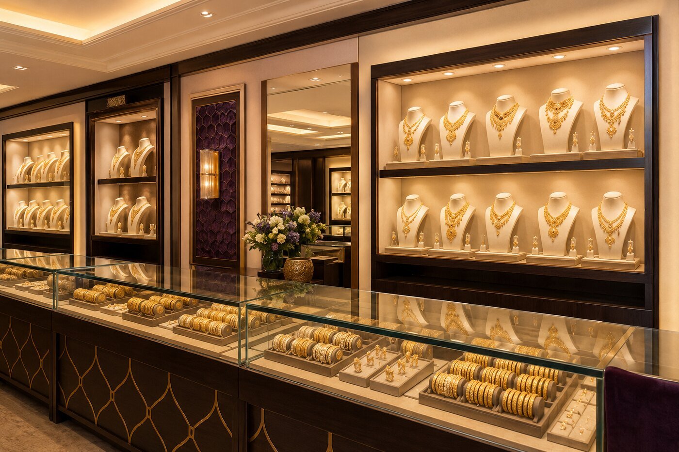 Jewellery displayed inside a retail store