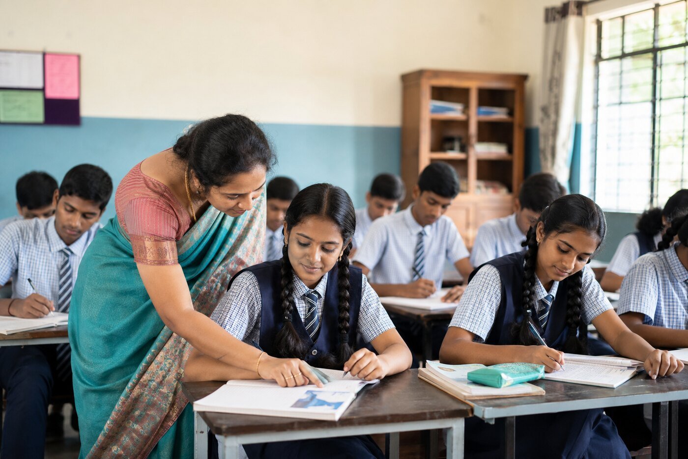 Students learning in a classroom